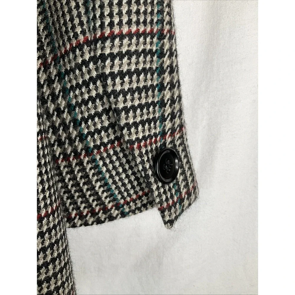 Vintage Jane Justin 100% Pure Wool Lined‎ Blazer Check Houndstooth Oversized 14